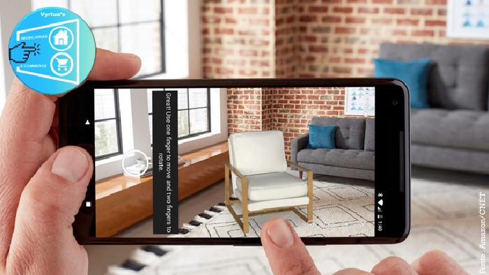 Celular fotografando uma sala de estar